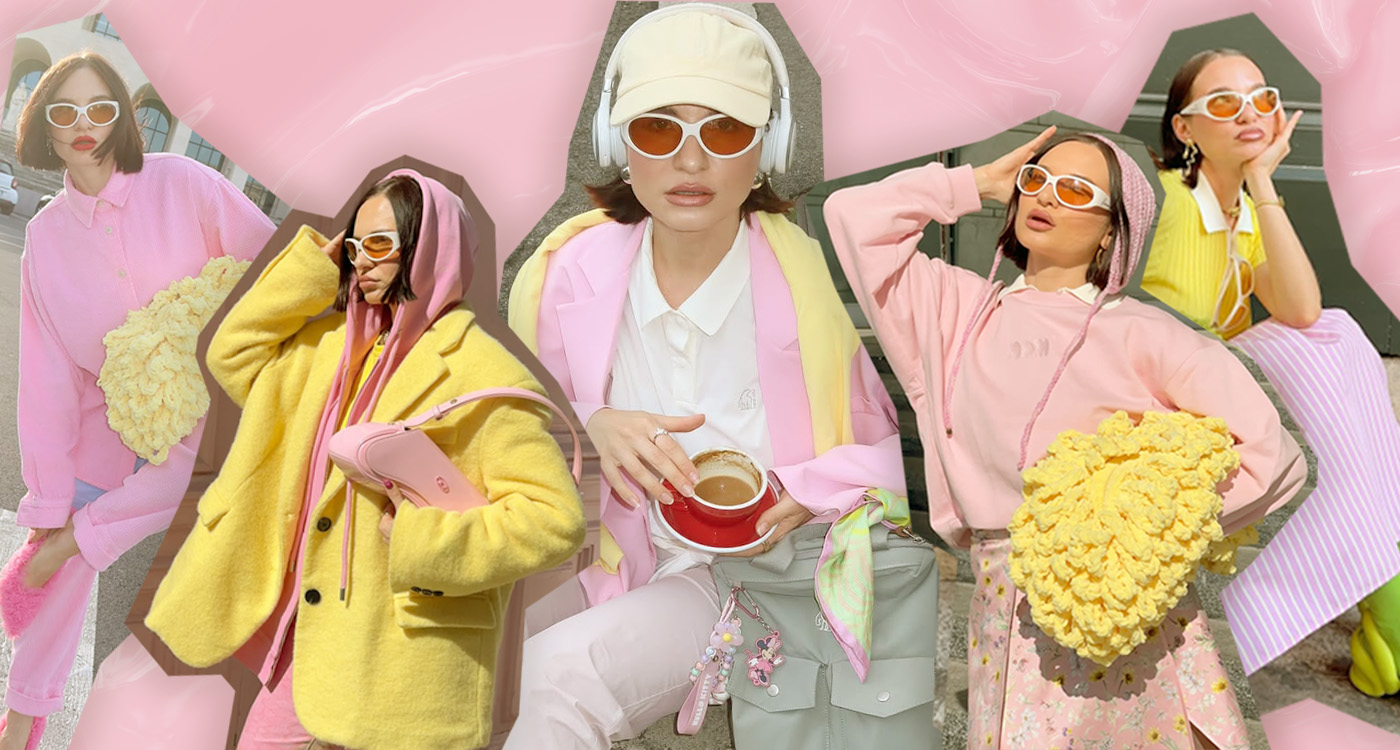 collage of pink and yellow outfits, perfect for summer.