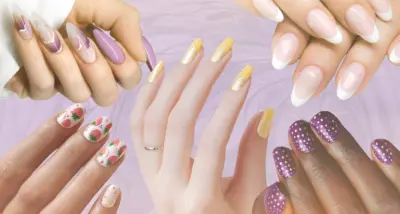 collage of trending nail design summer 2025