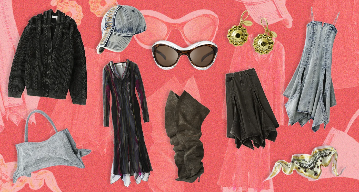 Sculptural denim and foil-wired jacket from the H&M Glenn Martens collection.