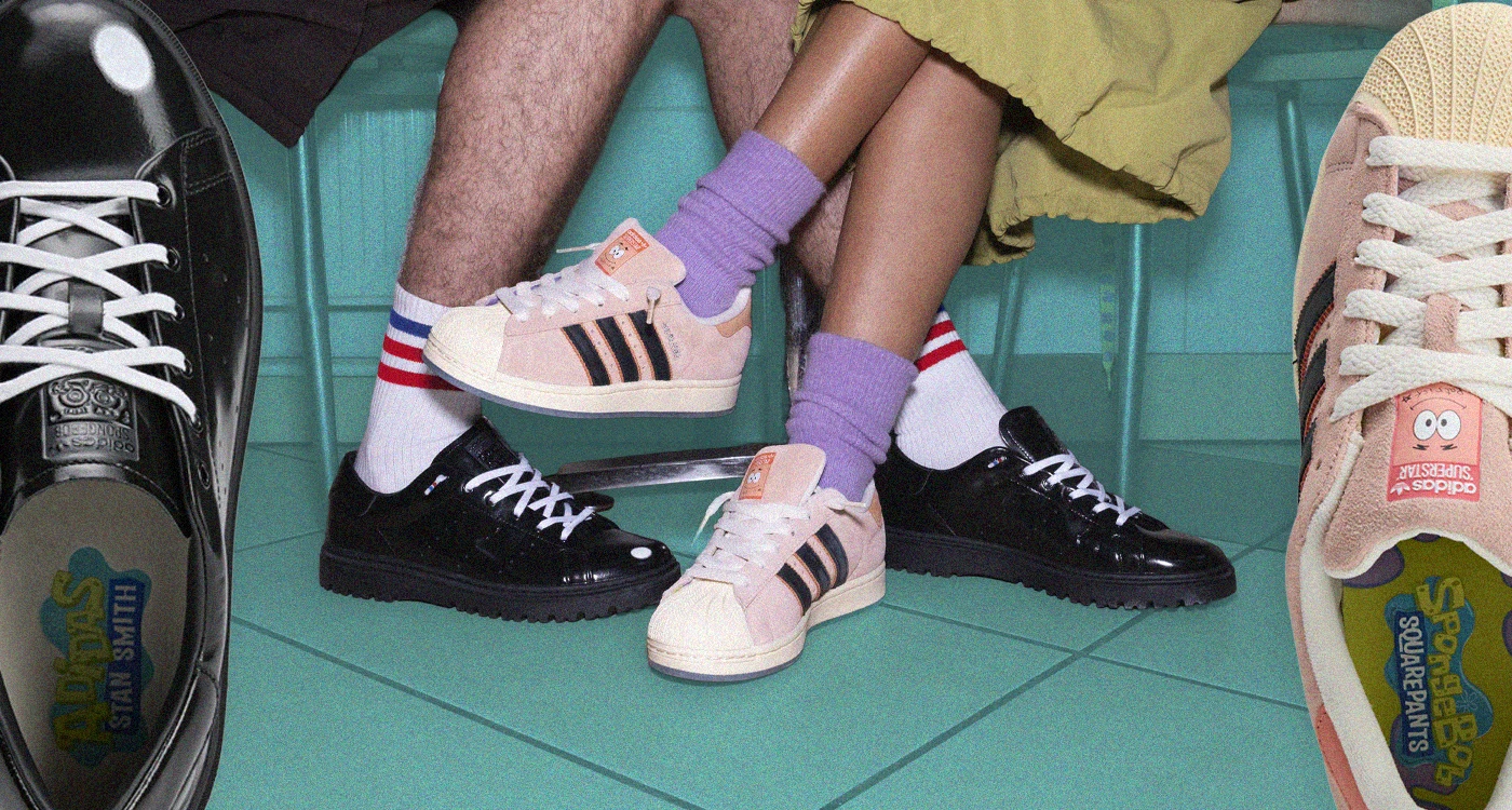 adidas Stan Smith SpongeBob edition in glossy black patent leather with pineapple shoebox