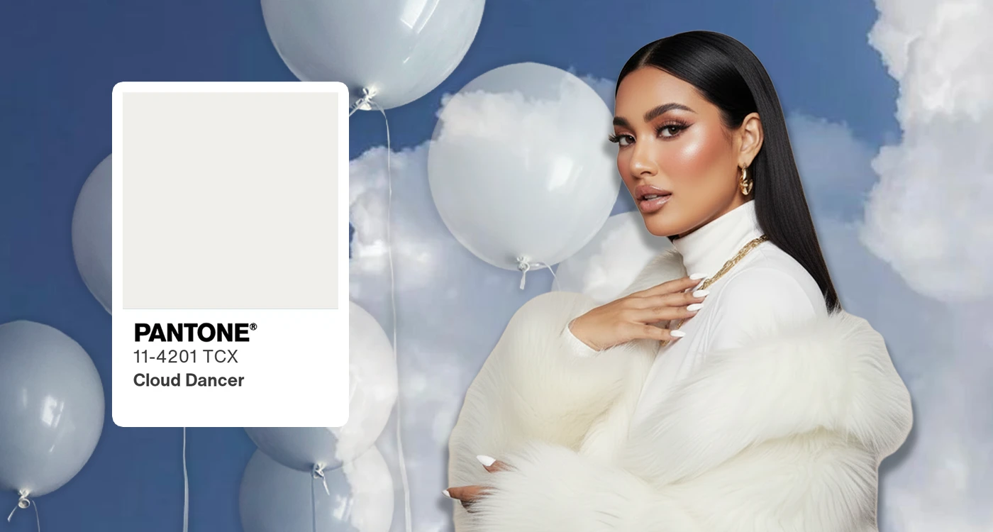 Editorial fashion styling inspired by Pantone Color of the Year with soft textures and tonal layering