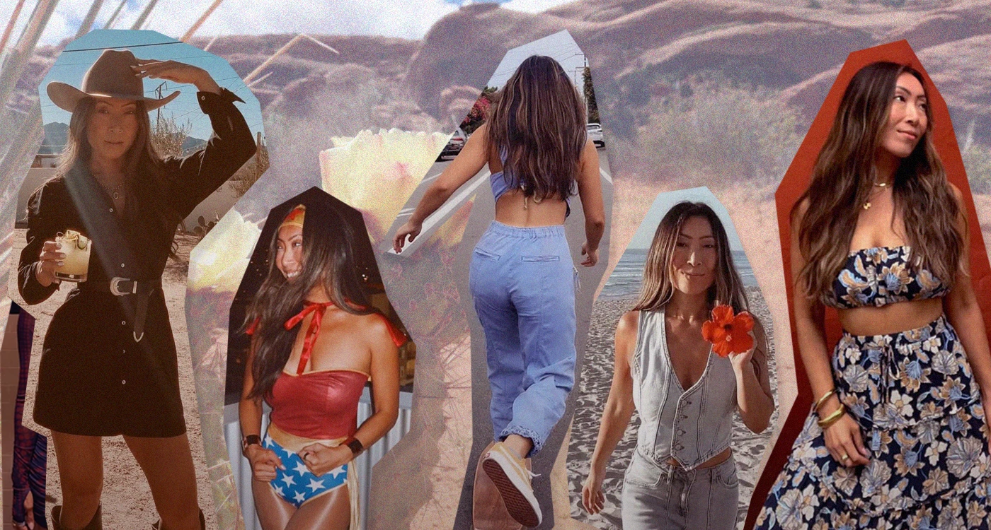 Portrait of Sarahandthesunn wearing a coastal-inspired outfit with soft natural lighting