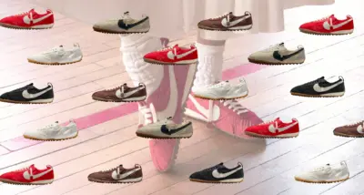 Nike x Jacquemus Moon Shoe in pale pink with ruched nylon upper