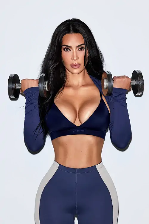 Kim Kardashian features in the new NikeSKIMS gym essentials campaign, demonstrating that performance wear can flatter as much as it functions, so there’s no need to compromise on style.
